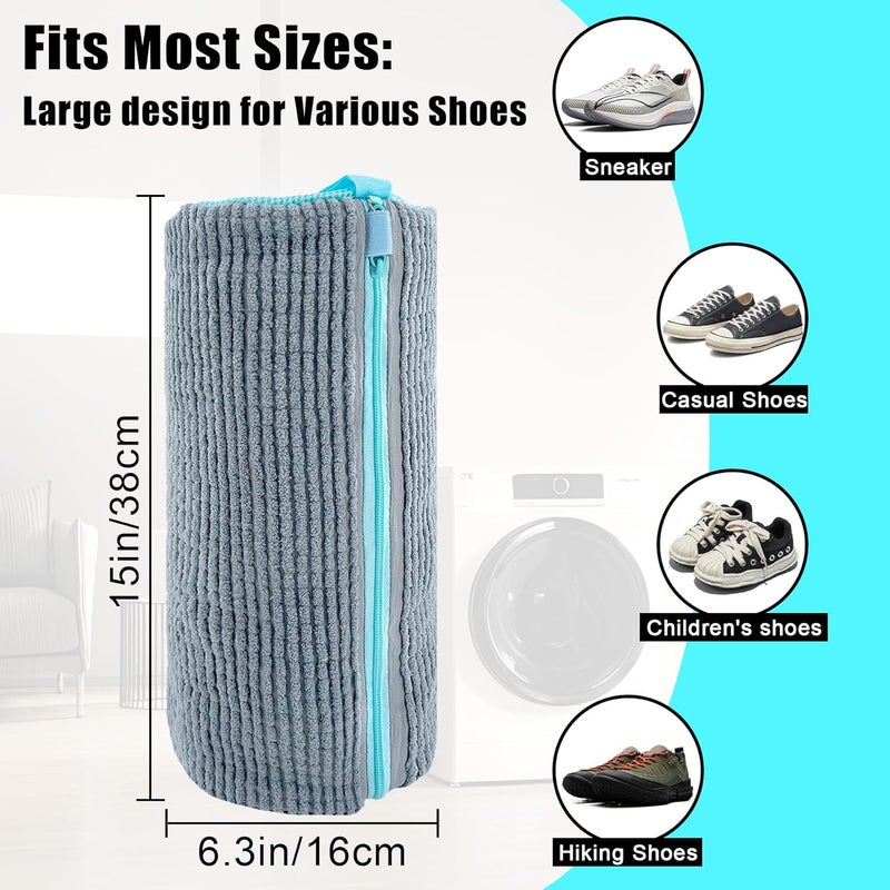 CNEYSID XXL Shoe Washing Machine Bag - 2-Pack Reusable Shoes Cleaning Bags, 360° Deep Clean for Tennis Shoes, Sneakers and Slippers, Includes 2 Shoe Storage Dust Bags (Gray) - Image 4